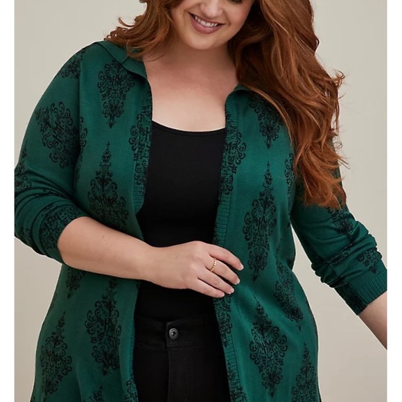 TORRID NWT DISNEY THE HAUNTED MANSION OPEN FRONT HOODED SWEATER - DARK G… - Picture 5 of 6